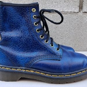 Vintage Dr Martens 1460 Blue Emboss Floral Print